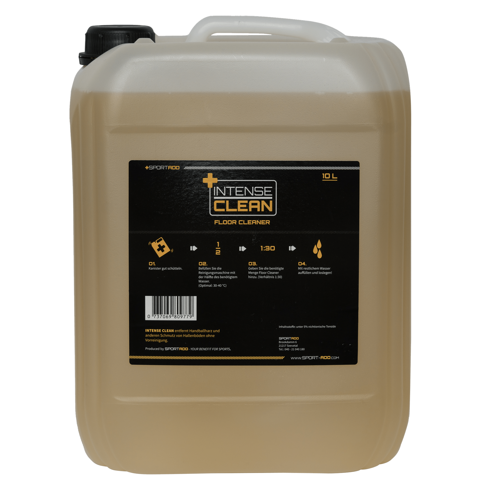 10-Liter-Behälter von FLOOR CLEANER, speziell entwickelt für effiziente und gründliche Bodenreinigung.